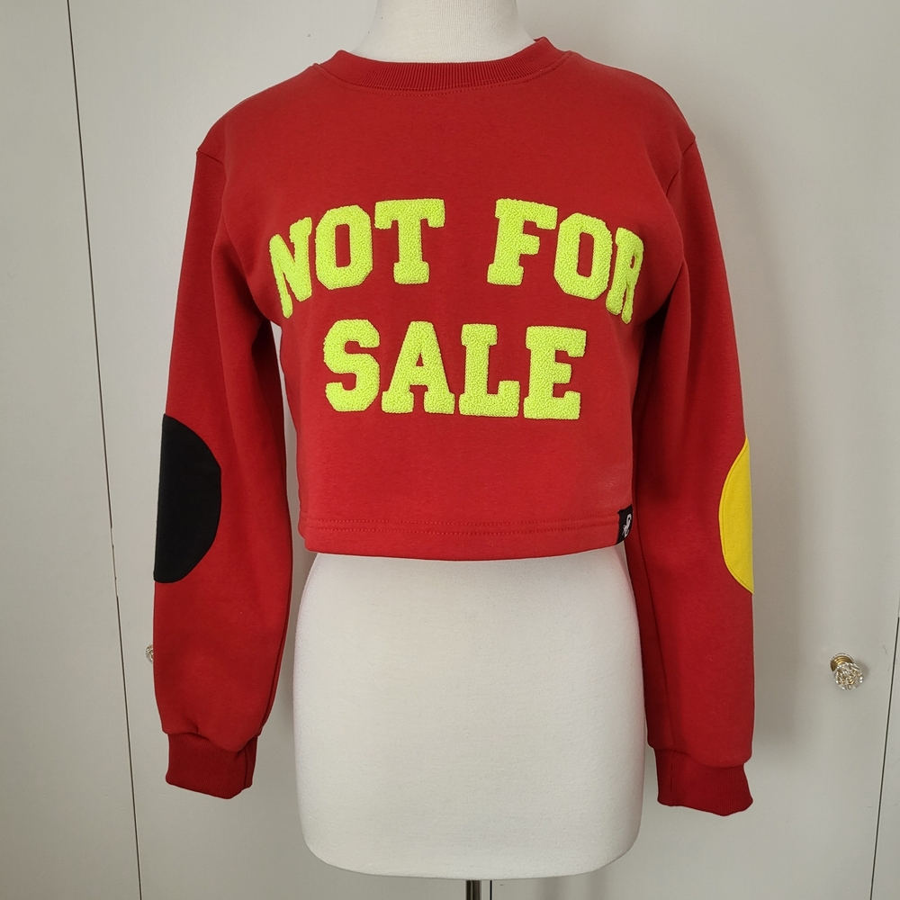 Playgrnd Chicago Red Cropped Graphic Sweatshirt Size Small